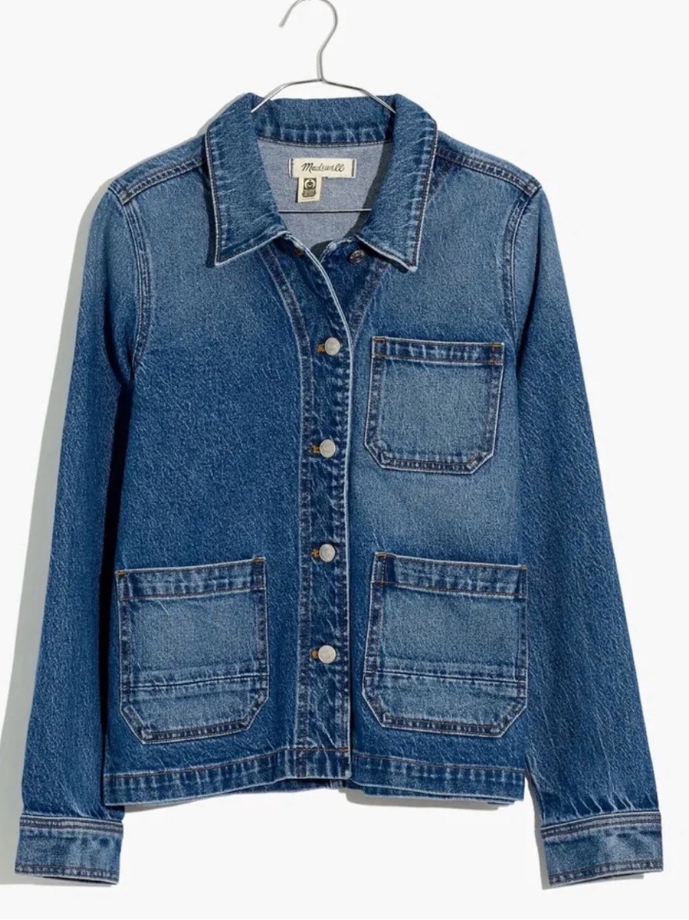 Madewell Cotton Lyocell Blend Relaxed Chore Jacket in Greendale Wash Size M